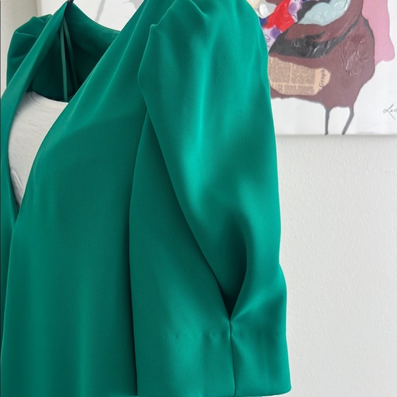 NWT Zara Emerald V-Neck Mini Dress size M - Picture 6 of 6